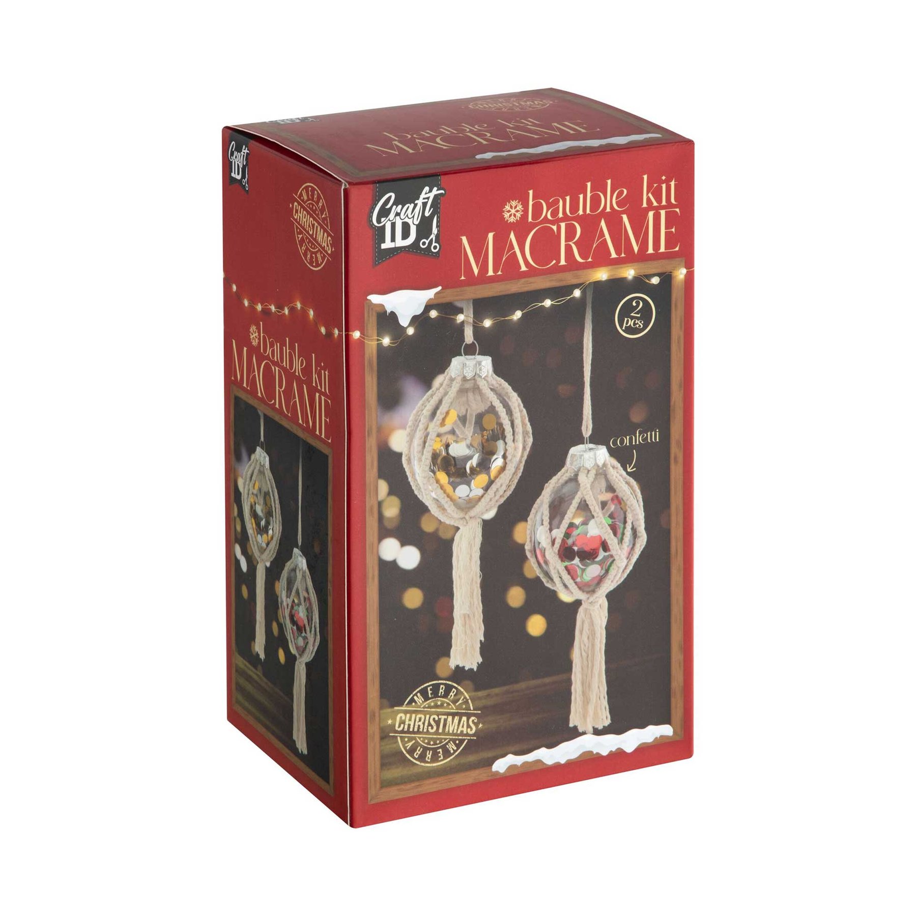 Craft ID Комплект за декорация - коледна топка с макраме и конфети