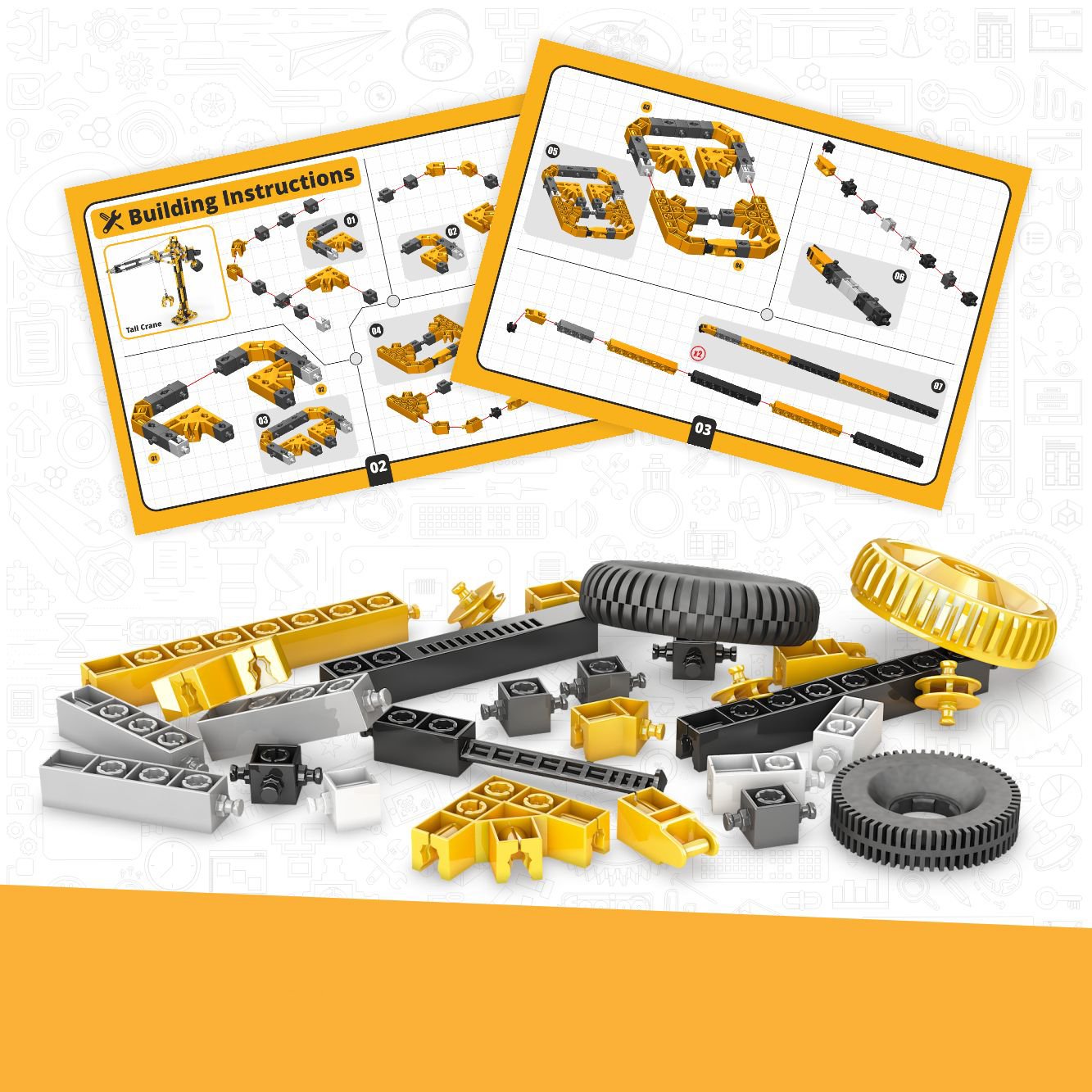 Engino Конструктор Creative Builder Motorized - Висок кран, 3 в 1 - Image 4