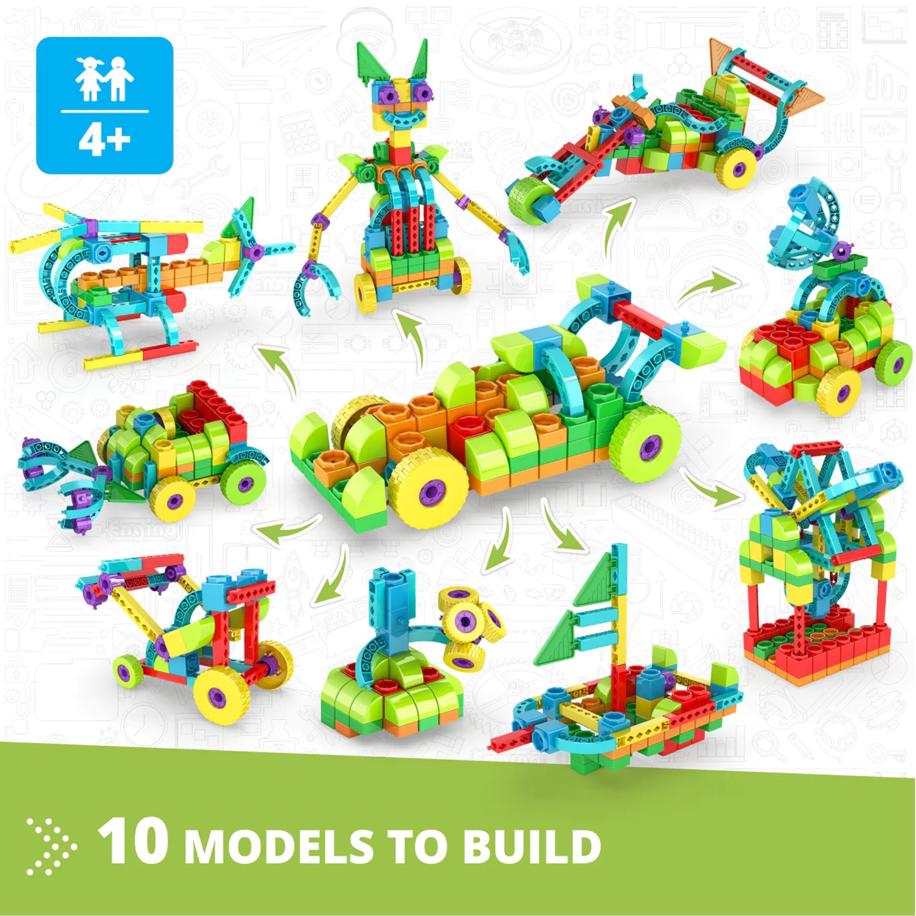 Engino Конструктор Qboidz - Състезателна кола, 10 в 1 - Image 10