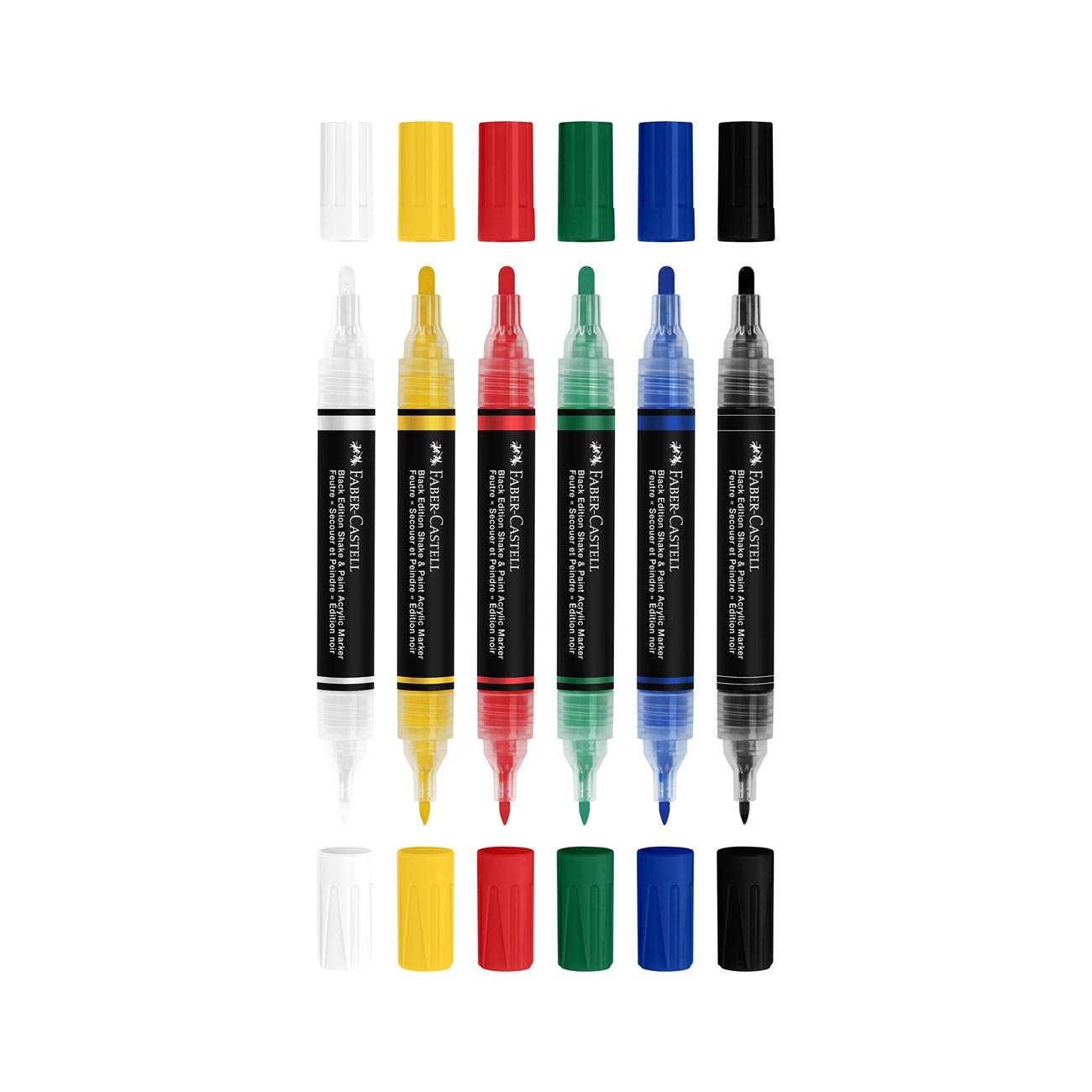 Faber-Castell Акрилен маркер Black Edition, 6 базови цвята - Image 3