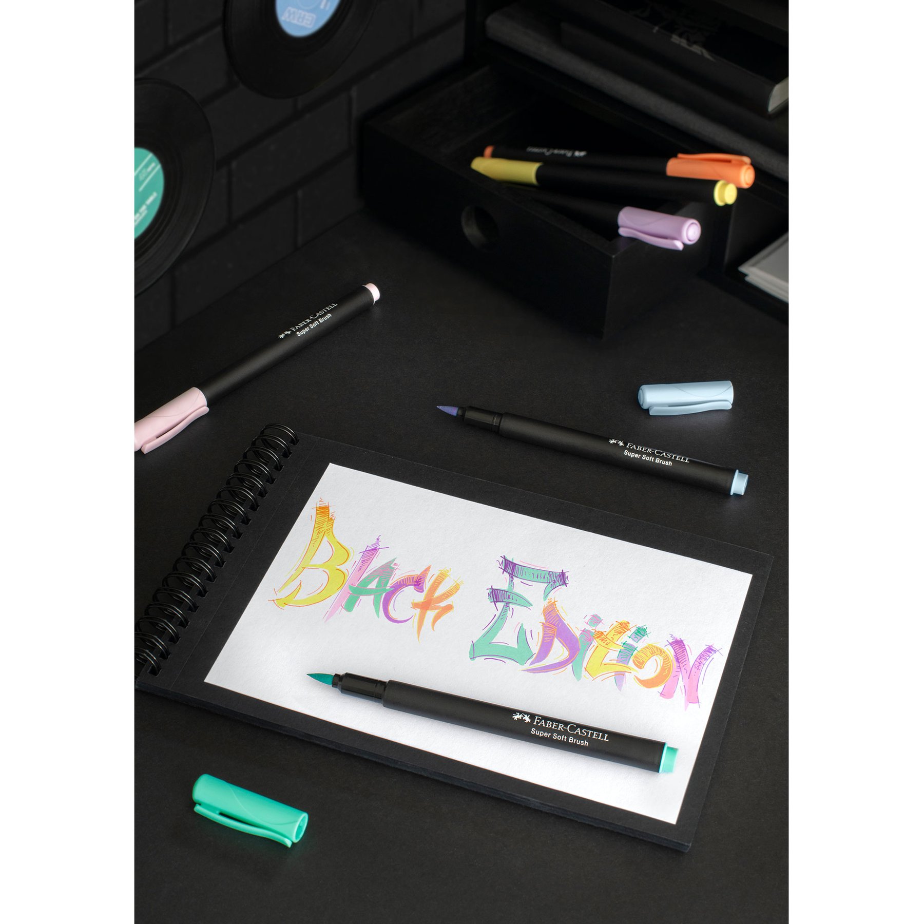Faber-Castell Маркер-четка Black Edition, 6 пастелни цвята - Image 3