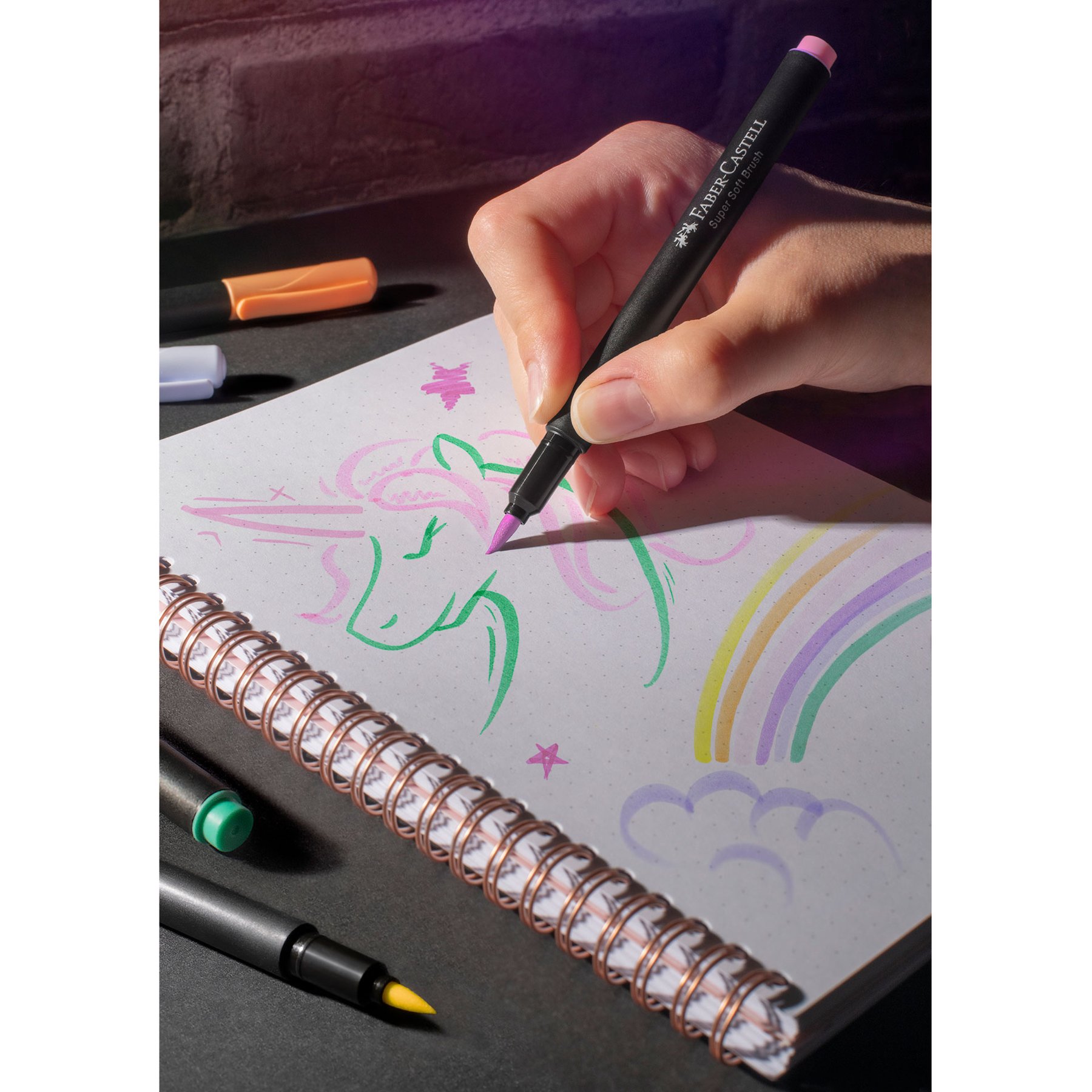 Faber-Castell Маркер-четка Black Edition, 6 пастелни цвята - Image 4