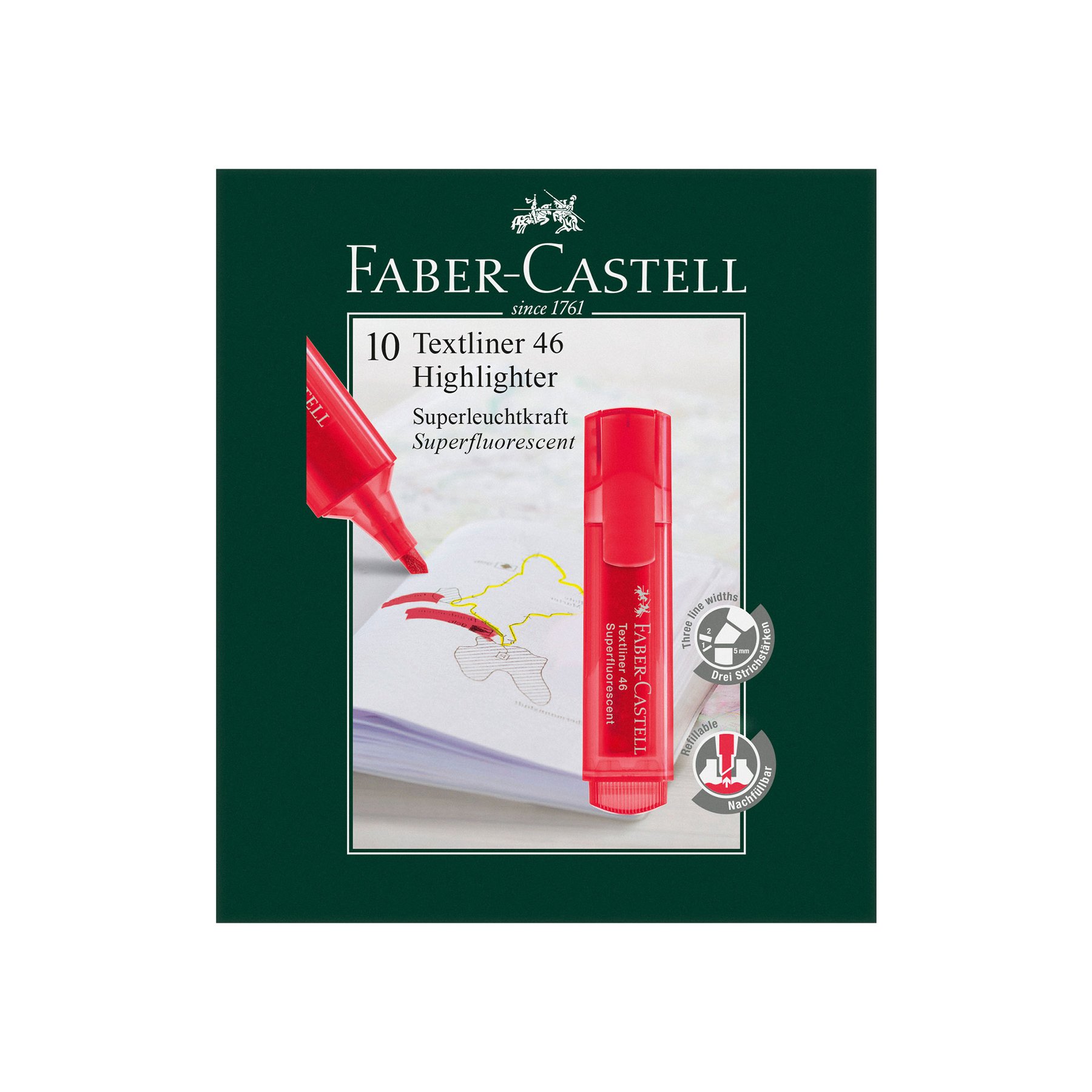 Faber-Castell Текст маркер 1546, неон, червен - Image 6
