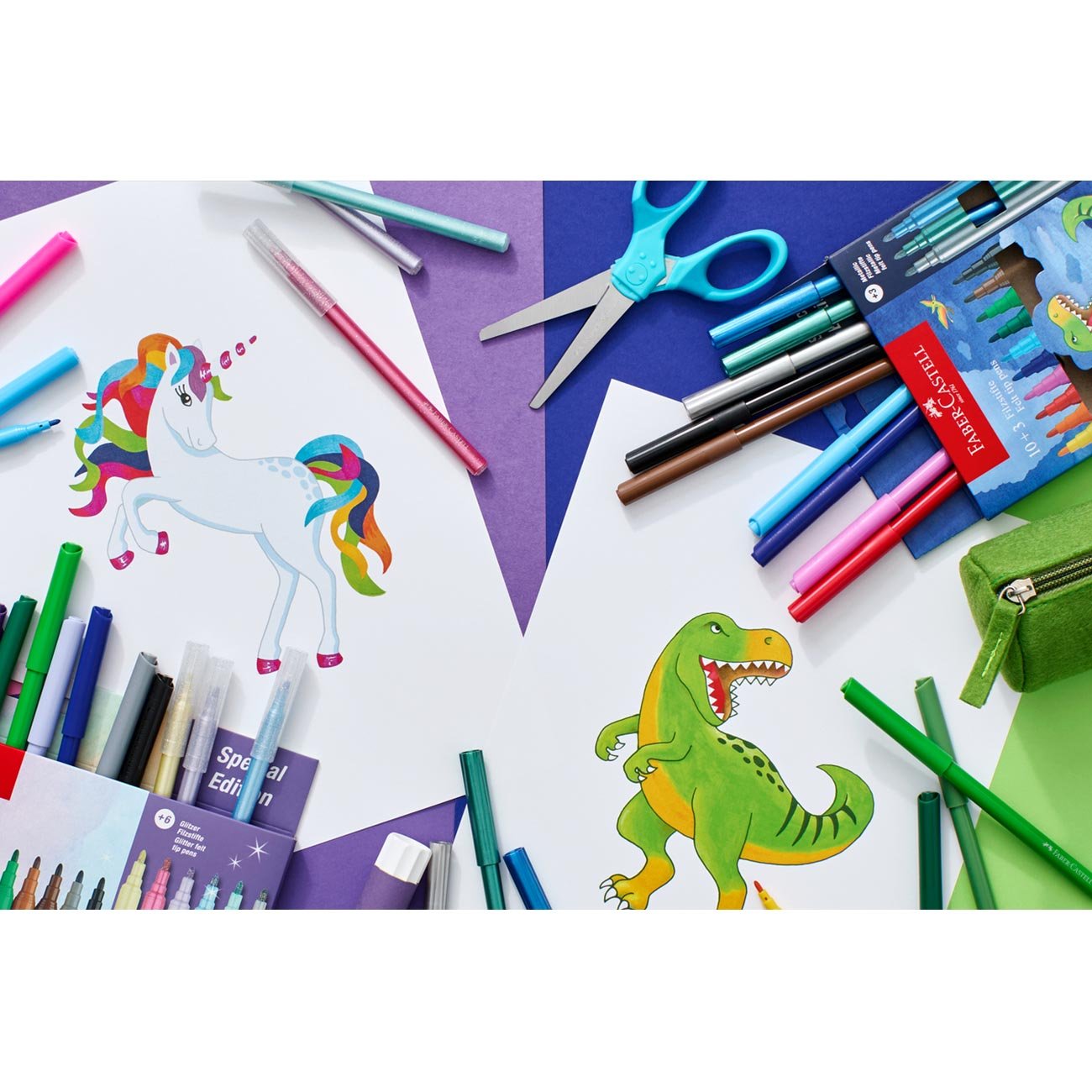 Faber-Castell Флумастери Динозавър, 10 стандартни и 3 металикови цвята - Image 3