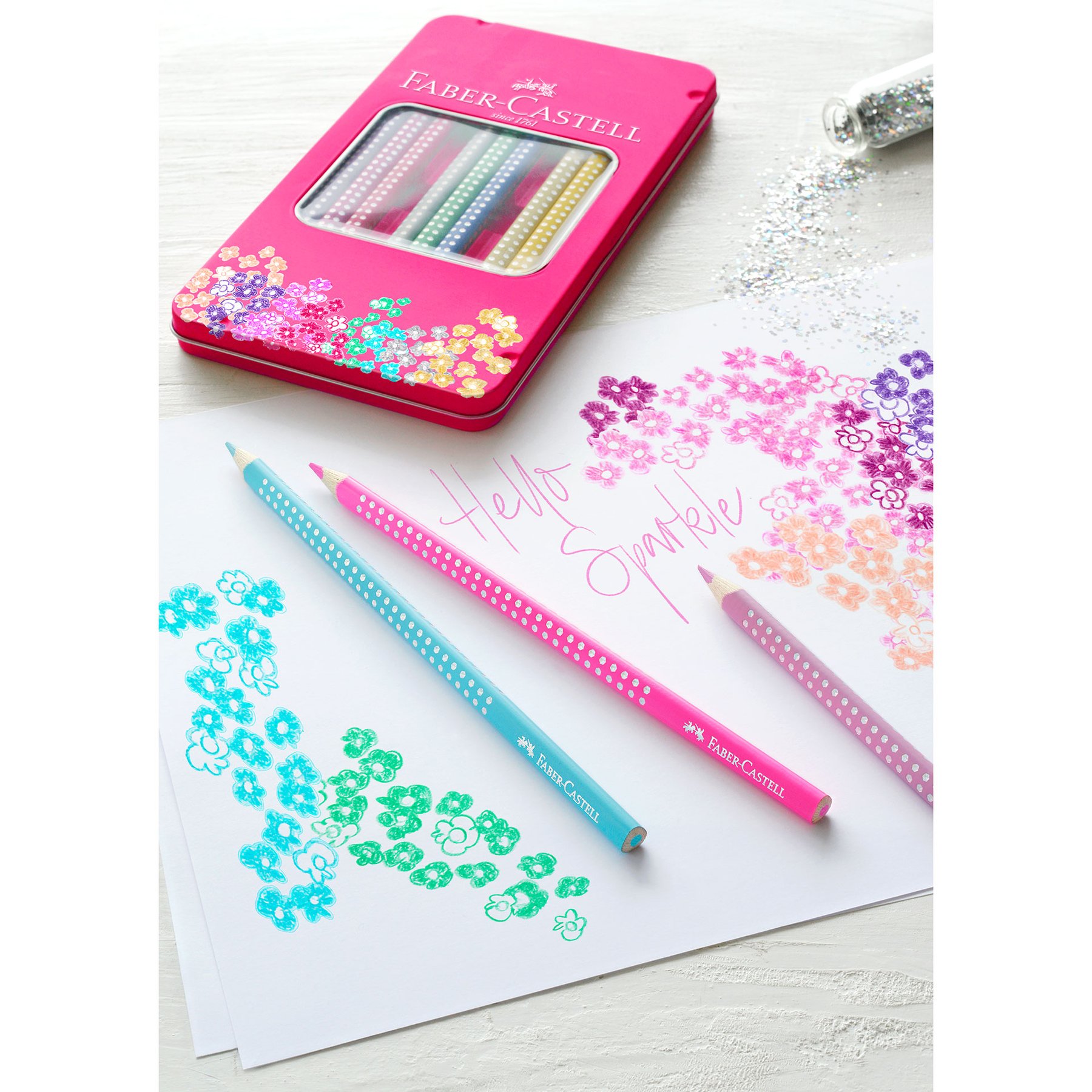 Faber-Castell Цветни моливи Sparkle, в метална розова кутия, 12 цвята - Image 5