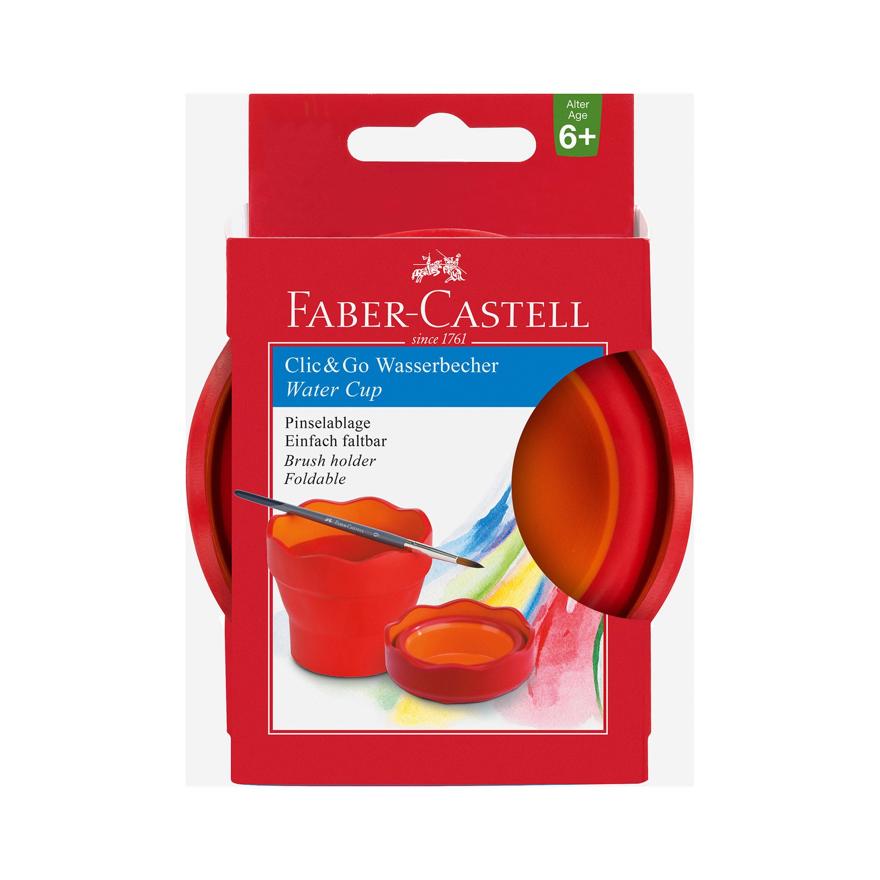 Faber-Castell Чаша за рисуване Clic&Go, сгъваема, червена - Image 4