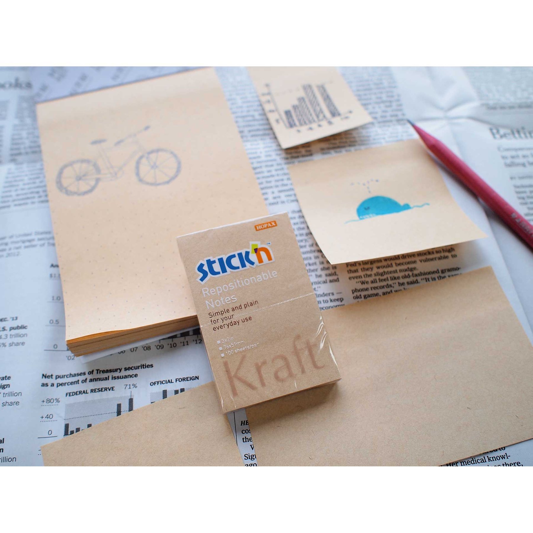 Stick'n Самозалепващи се листчета Kraft, 76 x 76 mm, кафяви, 100 листа - Image 5