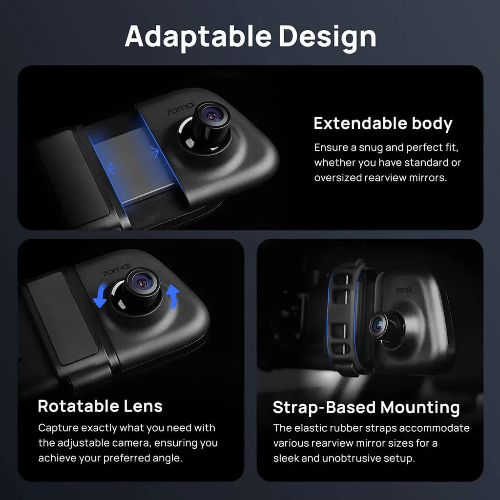 70mai комплект огледало и камера за задно виждане видеорегистратор Rearview Dash Cam 3K HDR Set - S500 - Image 3