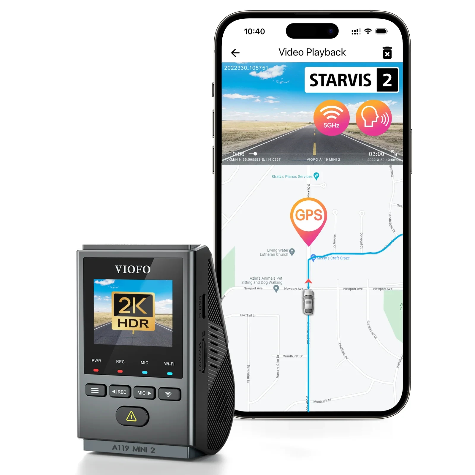 VIOFO Видеорегистратор Dash Cam A119 MINI 2 - GPS Module