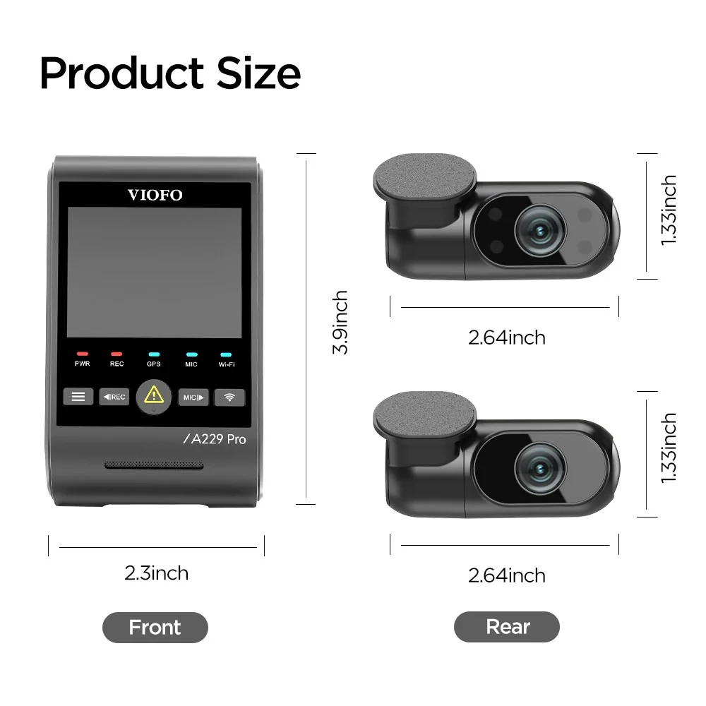 VIOFO Видеорегистратор Dash Cam A229 Pro 3 Channel - 4K