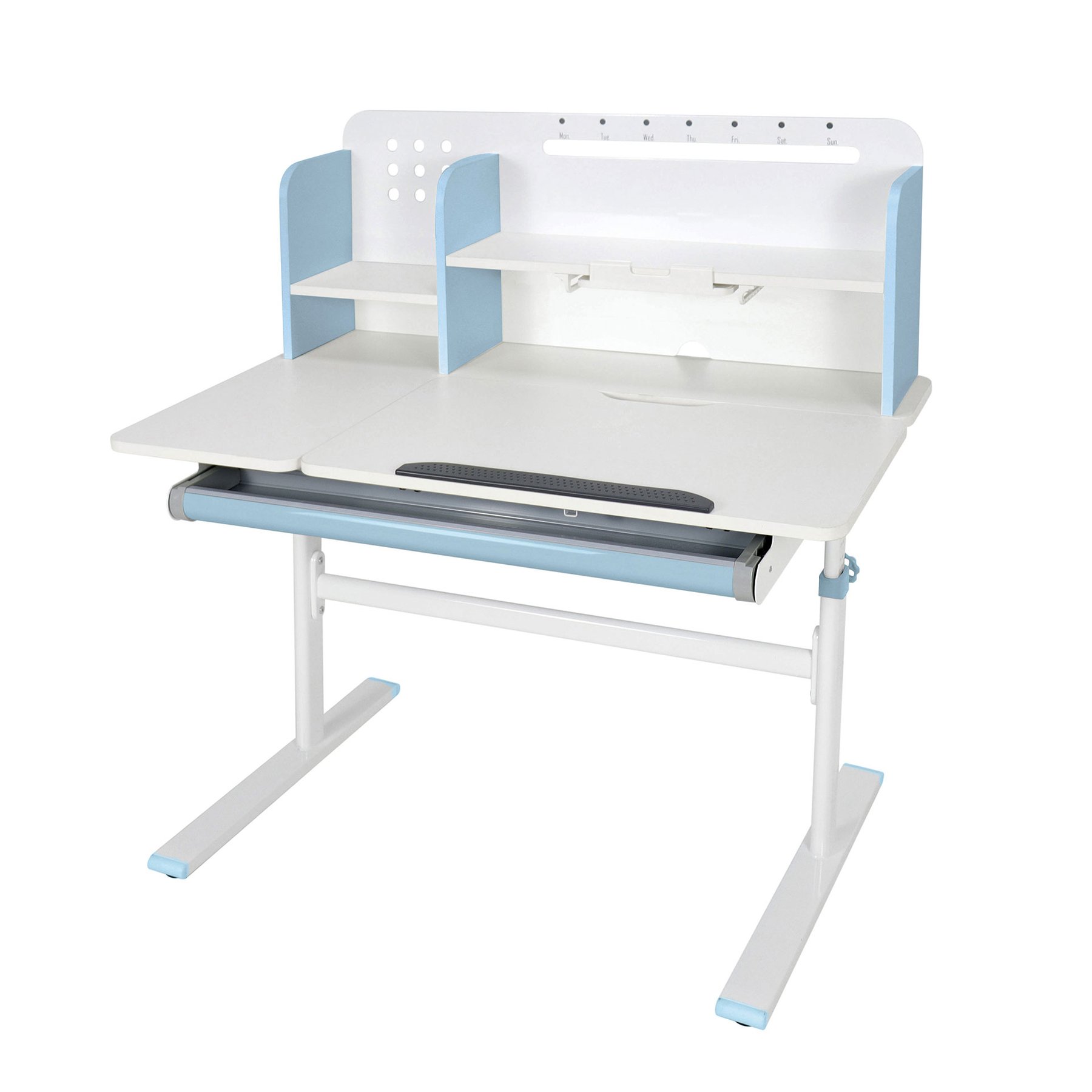 Бюро RFG с регулируема височина Ergo Light 1003A, MDF плот, метални крака, синьо - Image 12