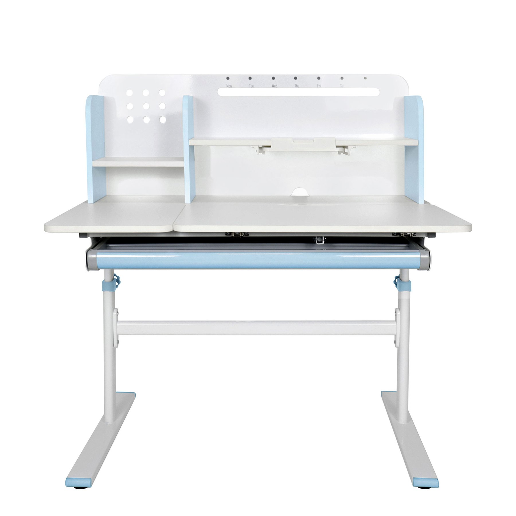 Бюро RFG с регулируема височина Ergo Light 1003A, MDF плот, метални крака, синьо - Image 18