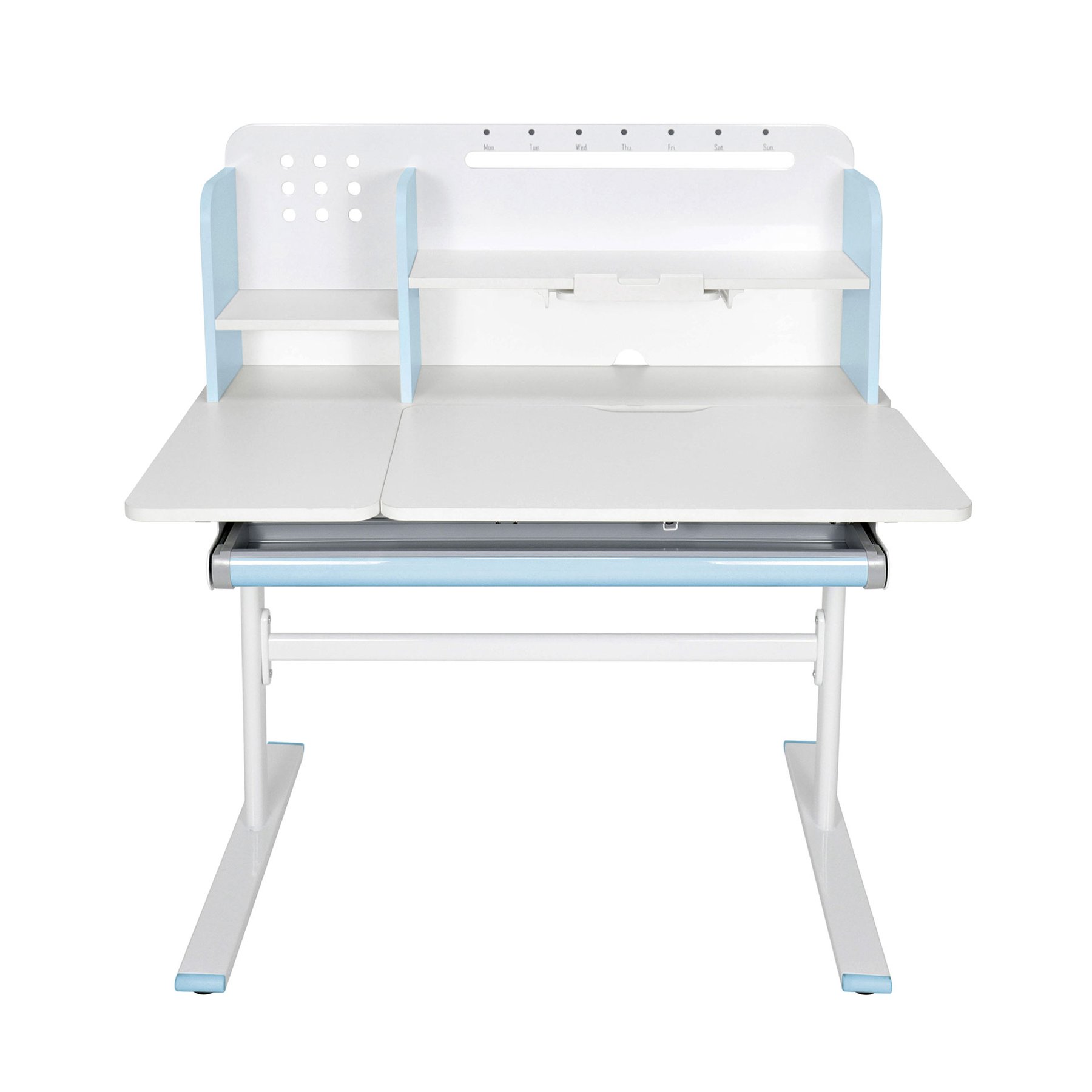 Бюро RFG с регулируема височина Ergo Light 1003A, MDF плот, метални крака, синьо - Image 19