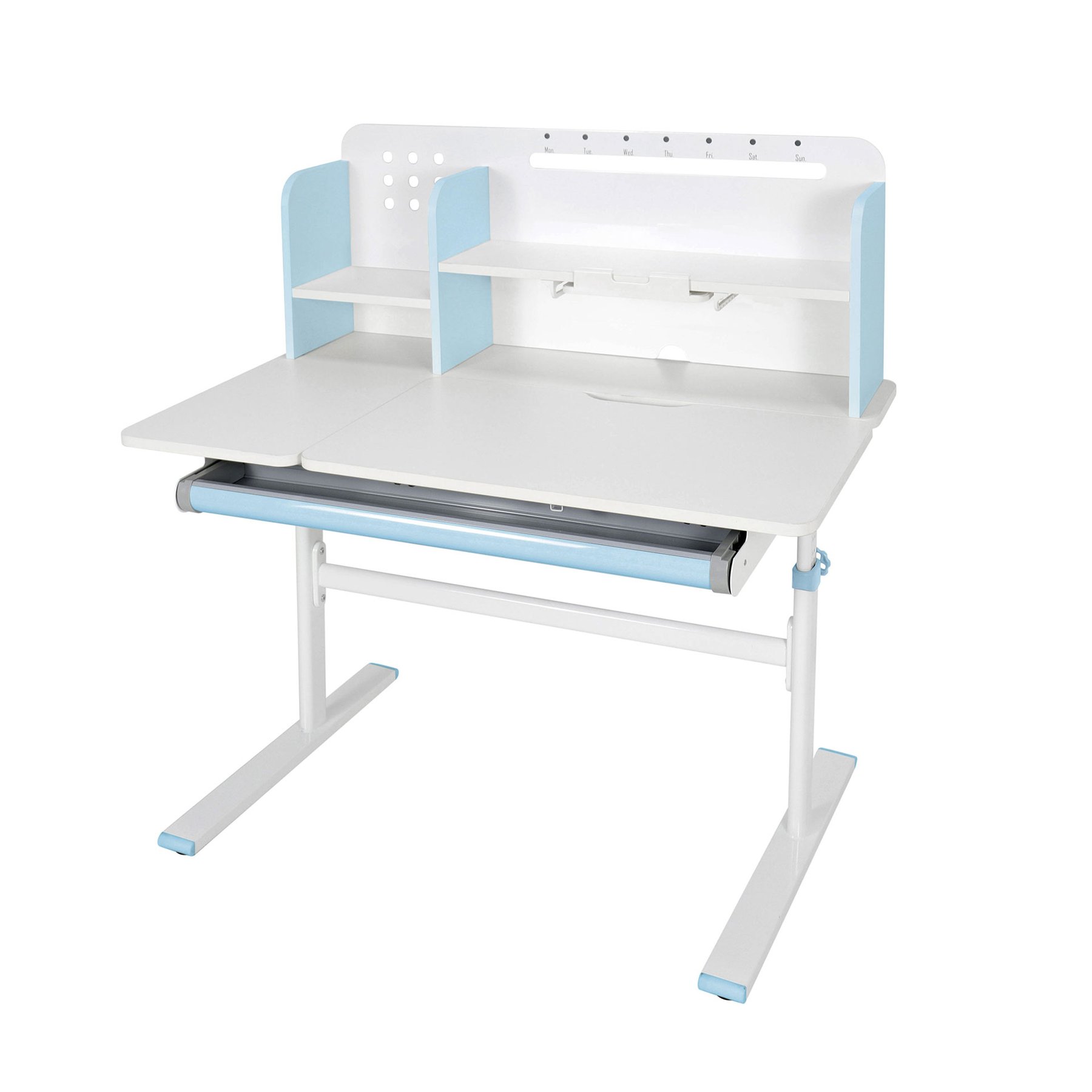 Бюро RFG с регулируема височина Ergo Light 1003A, MDF плот, метални крака, синьо - Image 20