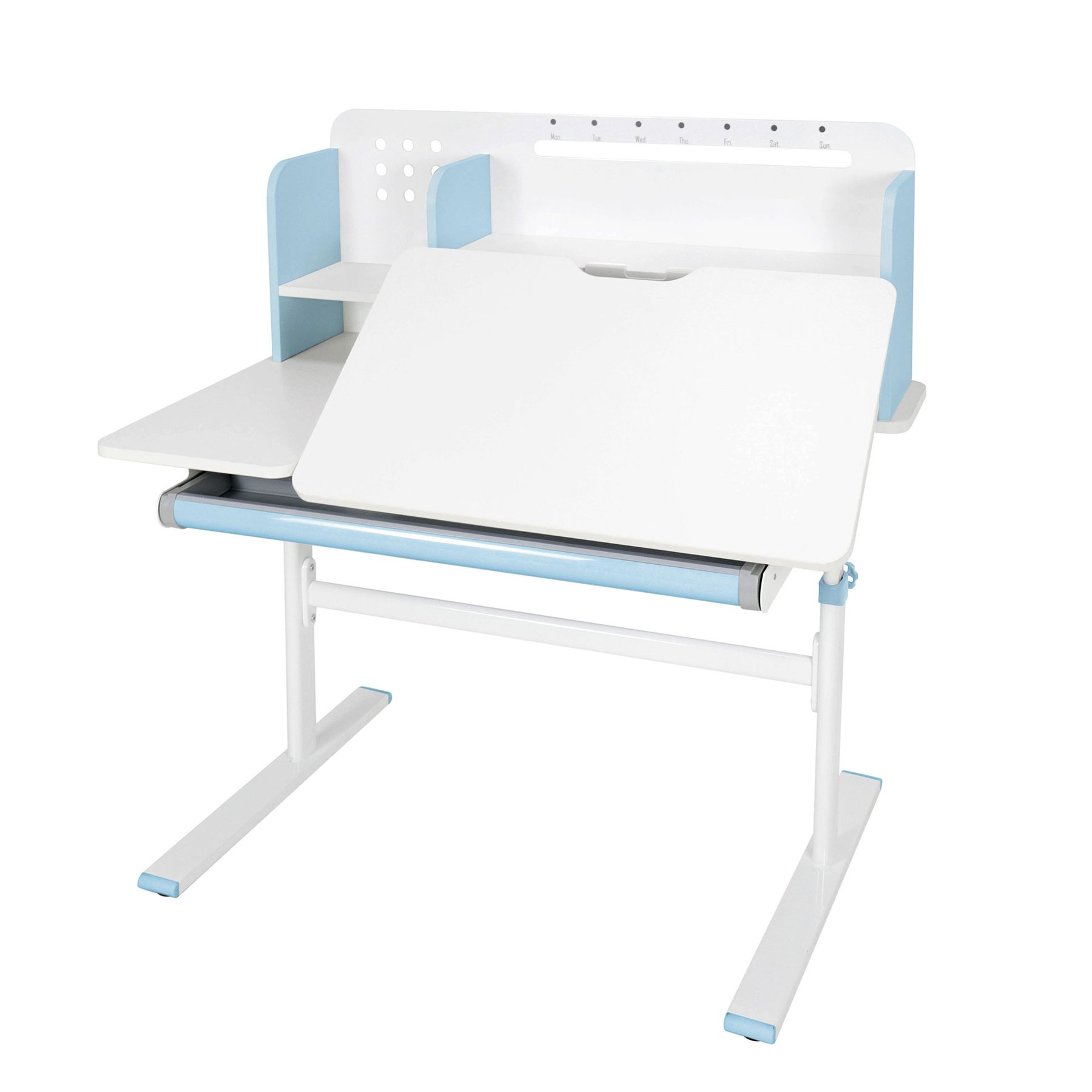 Бюро RFG с регулируема височина Ergo Light 1003A, MDF плот, метални крака, синьо - Image 23