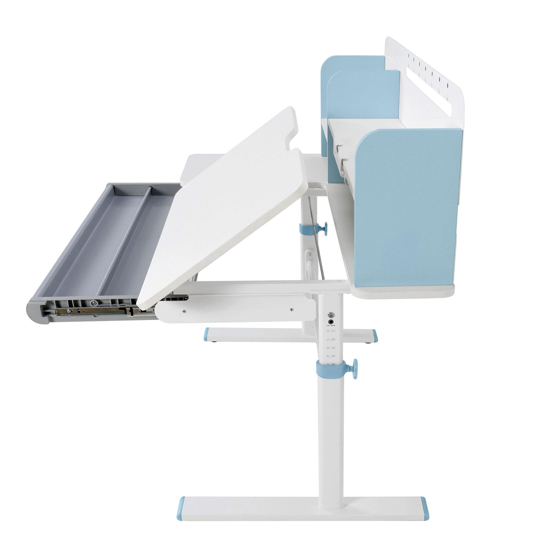 Бюро RFG с регулируема височина Ergo Light 1003A, MDF плот, метални крака, синьо - Image 5