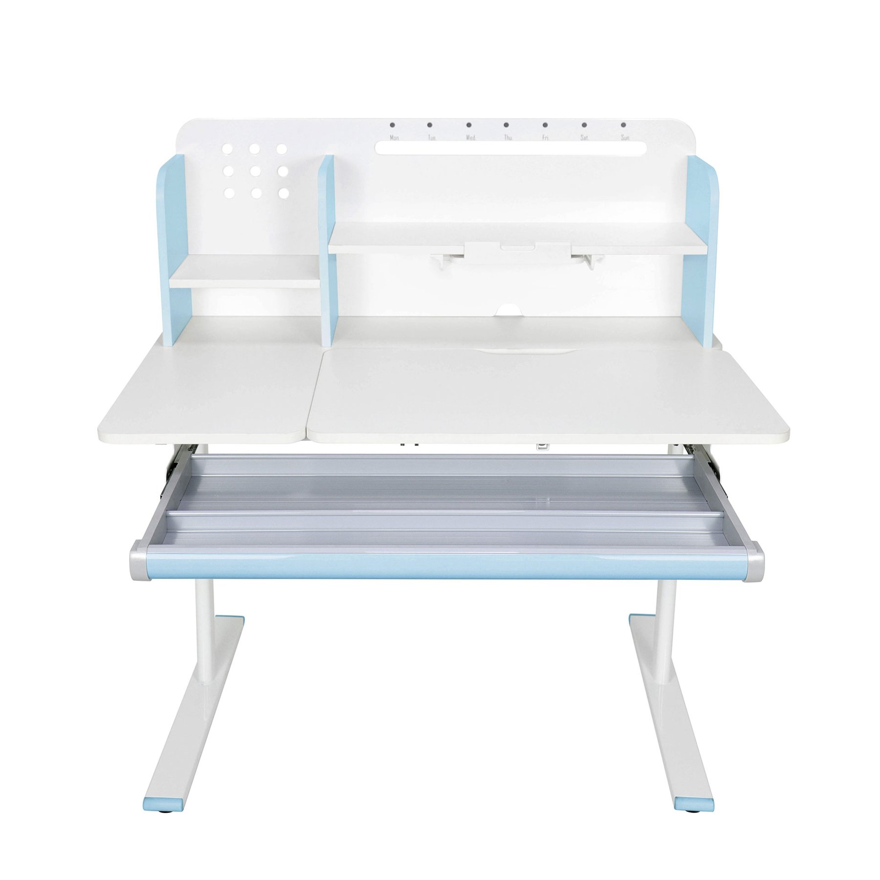 Бюро RFG с регулируема височина Ergo Light 1003A, MDF плот, метални крака, синьо - Image 6