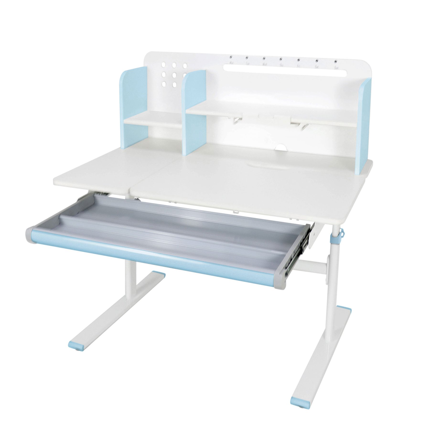 Бюро RFG с регулируема височина Ergo Light 1003A, MDF плот, метални крака, синьо - Image 7