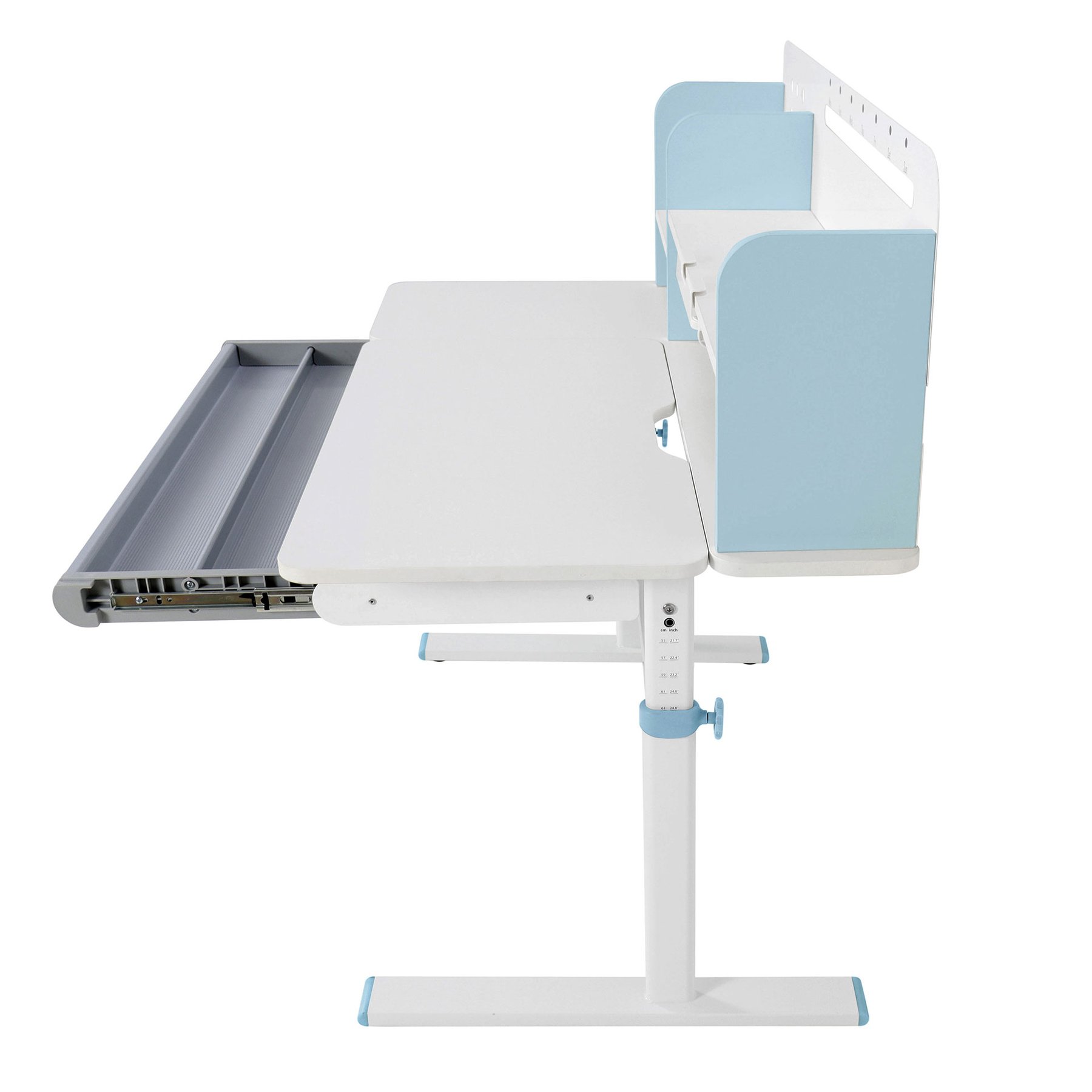 Бюро RFG с регулируема височина Ergo Light 1003A, MDF плот, метални крака, синьо - Image 8