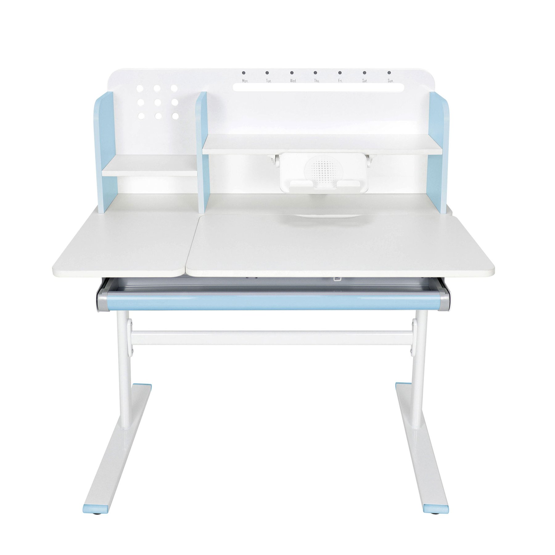 Бюро RFG с регулируема височина Ergo Light 1003A, MDF плот, метални крака, синьо - Image 9