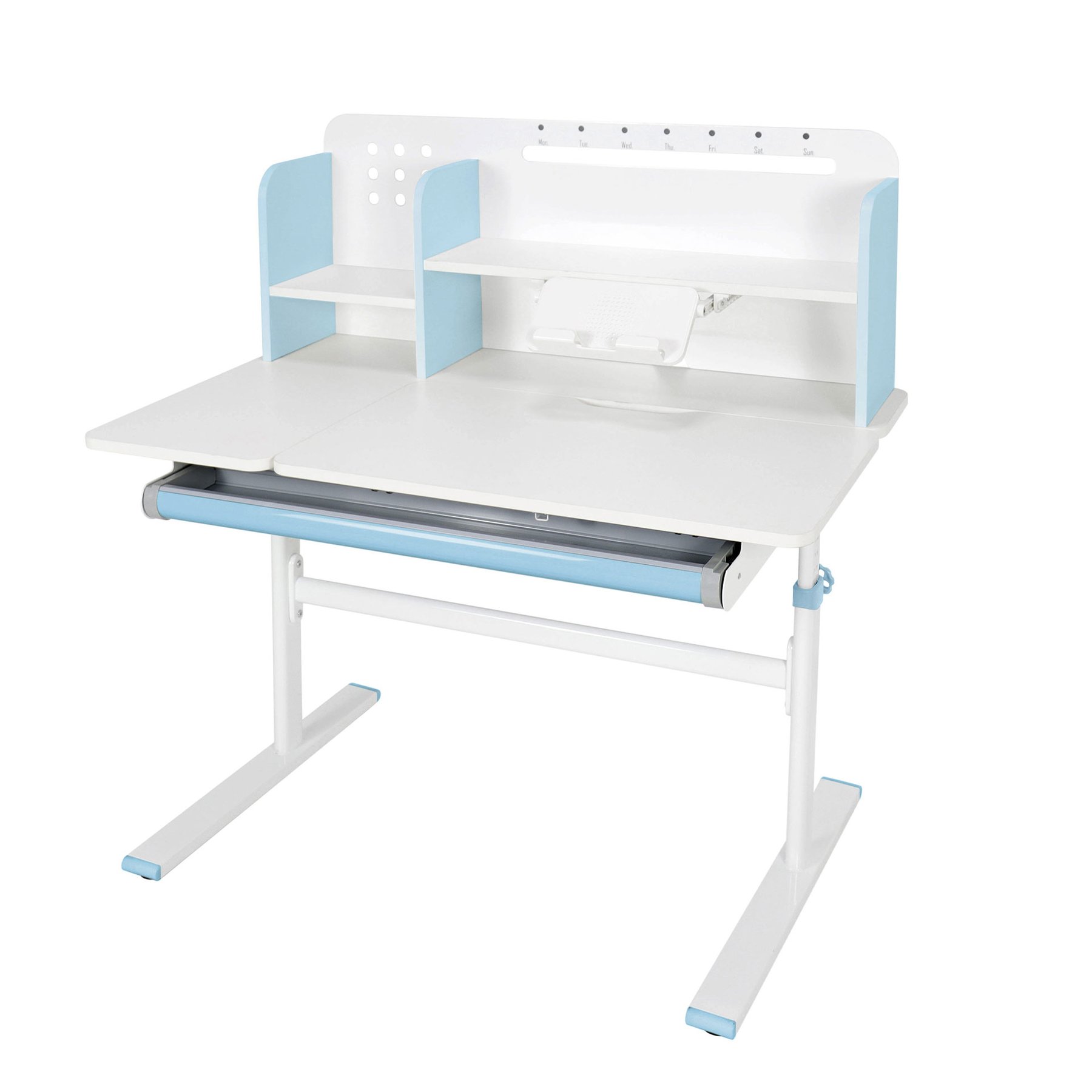 Бюро RFG с регулируема височина Ergo Light 1003A, MDF плот, метални крака, синьо - Image 10
