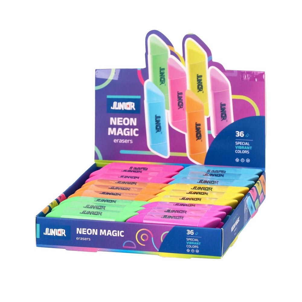 Гума за молив Junior Neon Magic, неонова, асорти - Image 7
