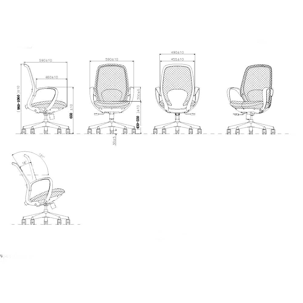 Офис стол RFG Egg W, дамаска и меш, полиамидна основа, до 130 kg, сив - Image 6