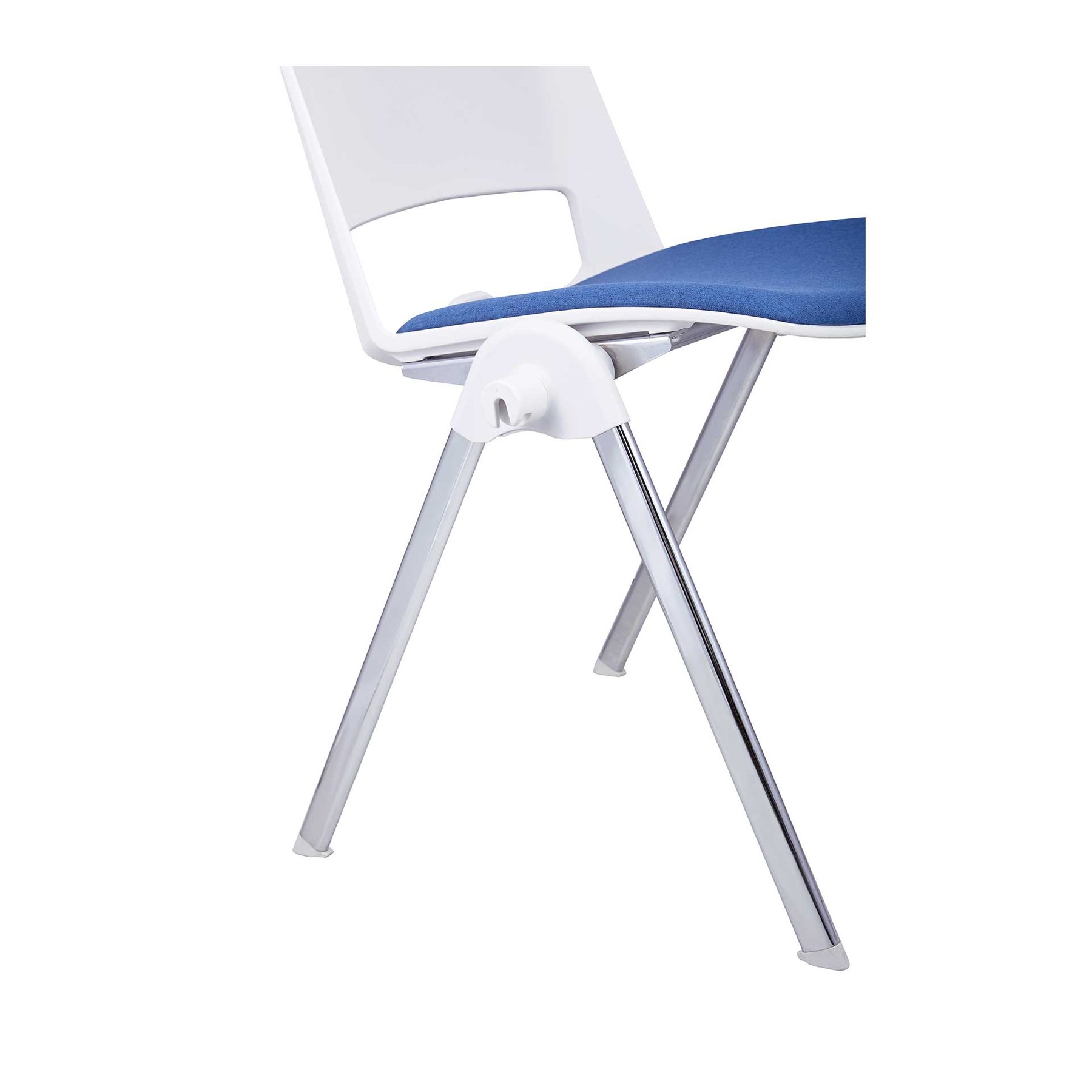 Посетителски стол RFG Sweet Chrome White, дамаска и полипропилен, до 120 kg, син, 4 броя в комплект - Image 14