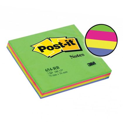 Самозалепващи листчета 3M Post-it 654 Retro Bright 76х76 mm
