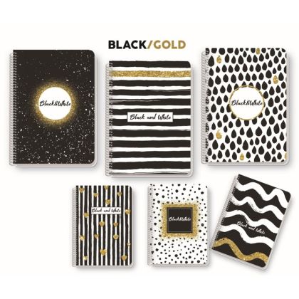 Тетрадка Black&White Black/Gold Ламинирани корици