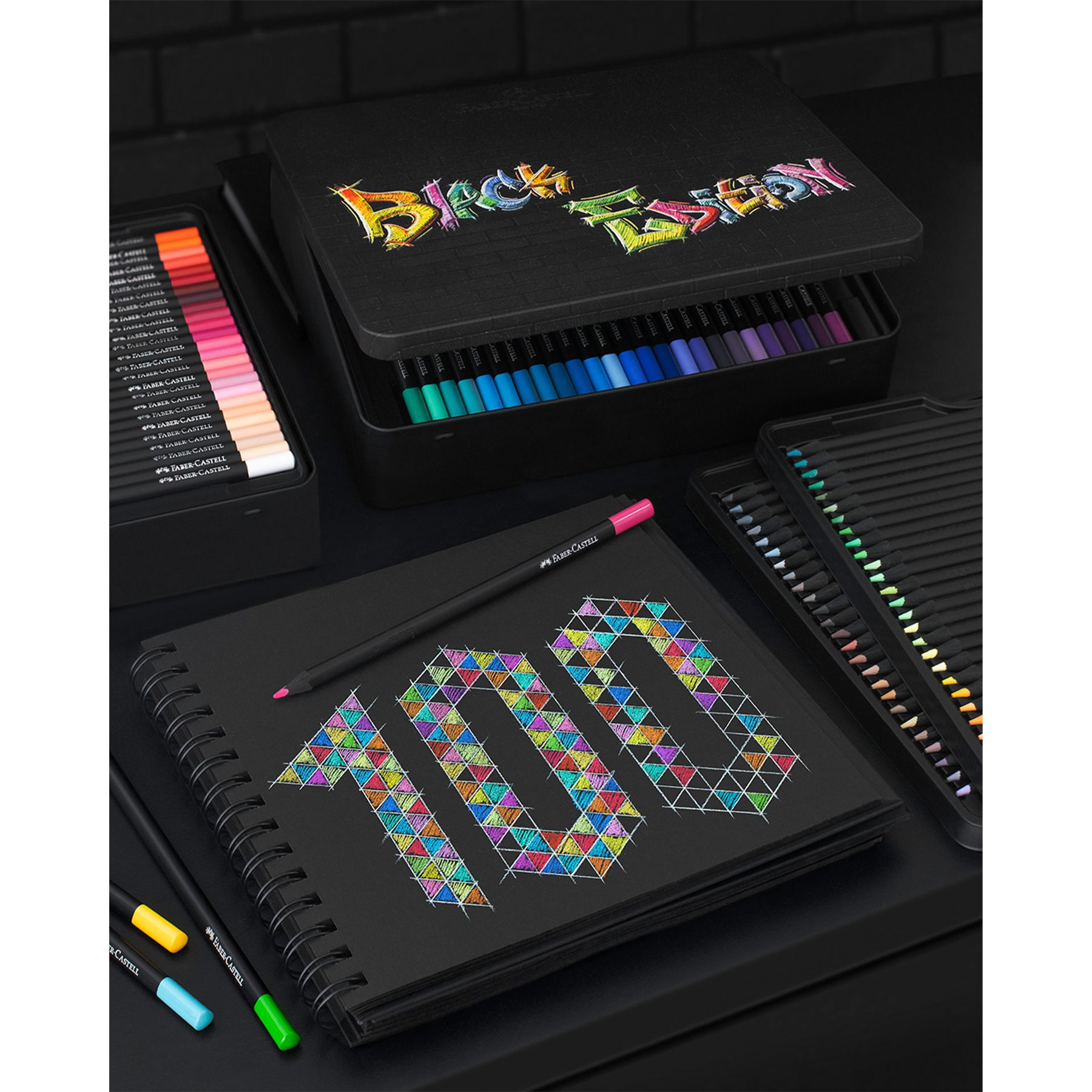 Faber-Castell Моливи Black Edition, 100 цвята, в метална кутия - Image 6