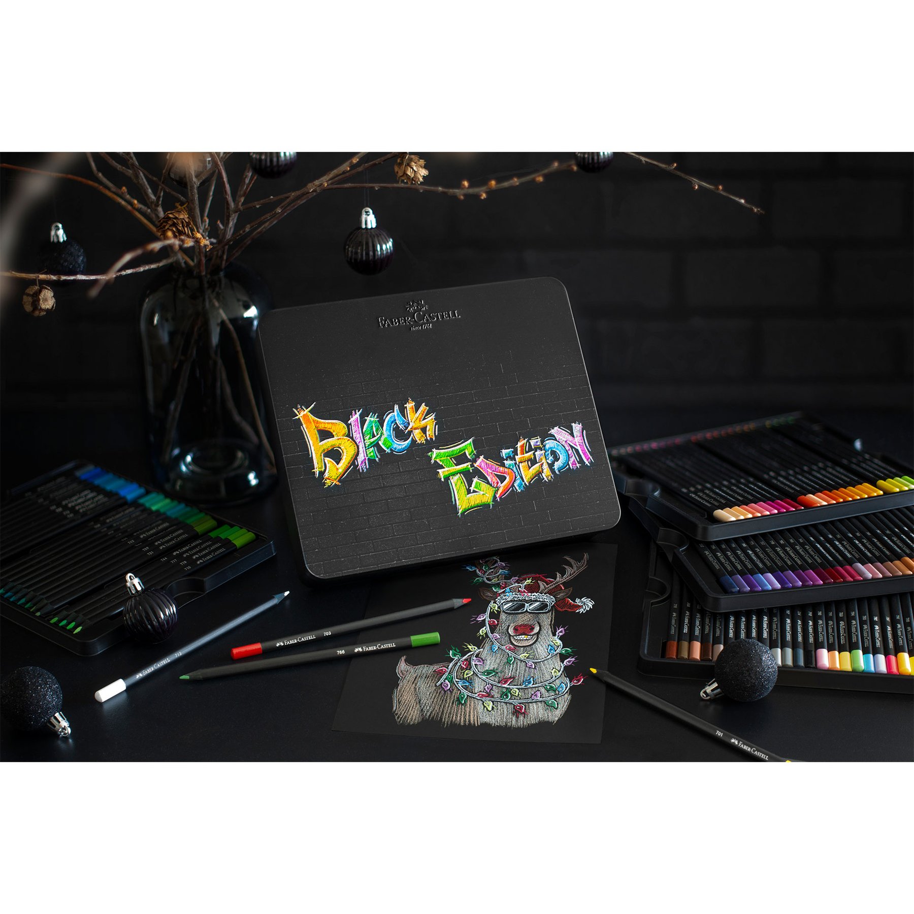 Faber-Castell Моливи Black Edition, 100 цвята, в метална кутия - Image 7