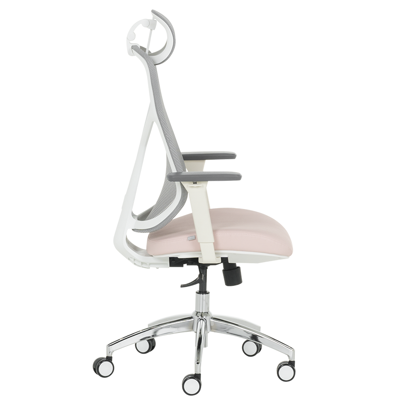 Ергономичен стол Carmen 7901 W еко кожа - сив-розов - Image 4
