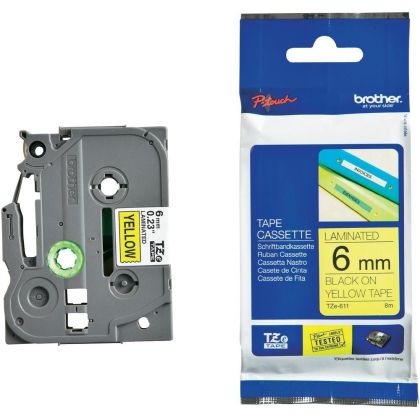 Консуматив Brother TZe-611 Tape Black on Yellow